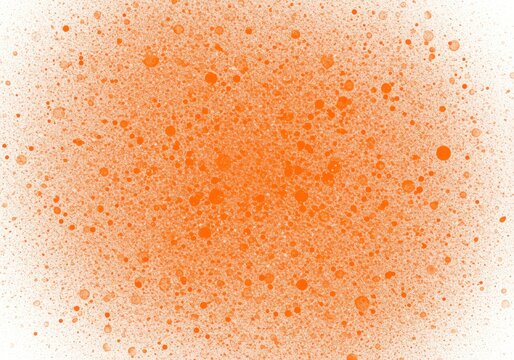 Orange splatter with varying dot sizes creating a textured and abstract visual effect on white background