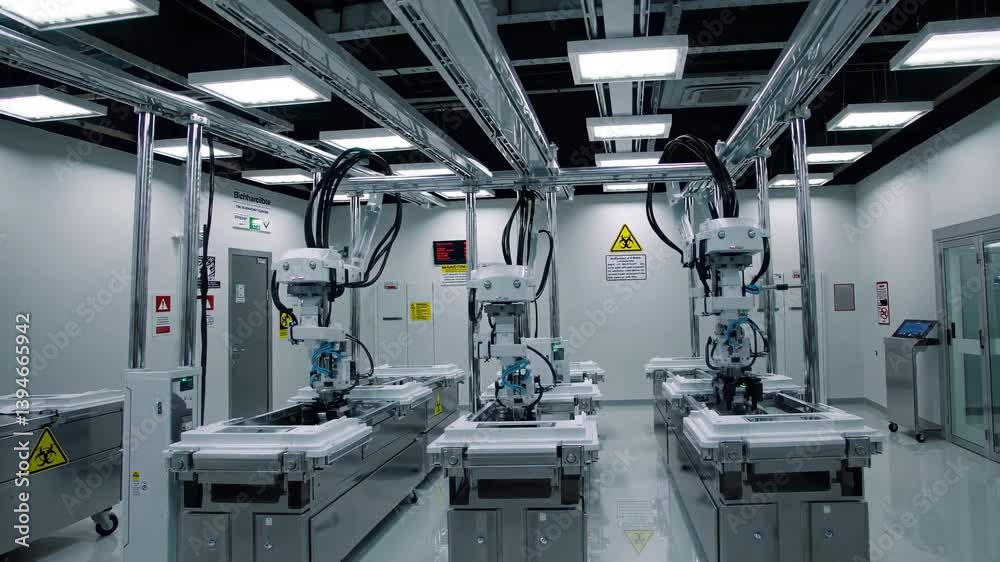 Poster advanced robotic systems operate in sterile environment for precision manufacturing in industrial fa
