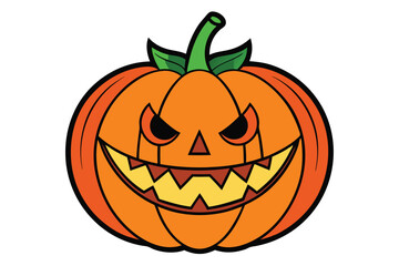 Halloween jack lantern doodle on white background