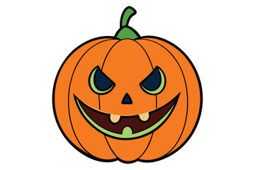 Halloween jack lantern doodle on white background