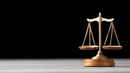 Justice scales on a wooden base
