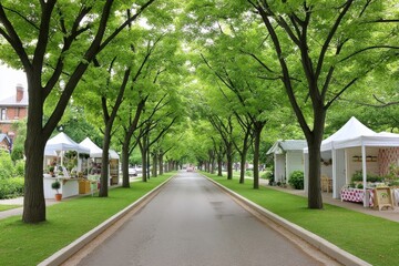 Fototapeta premium A farmer market with local produce, handmade crafts, and people exploring booths
