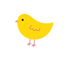Little yellow chick on white background. Easter chick icon in doodle style. PNG illustration.