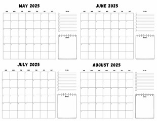 Black and White Simple Minimalist 2025 Monthly Year Planner Document - mid