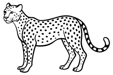Minimalist Cheetah Vector Design in Line Art on White Background
