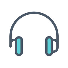 Headphone Icon Outline Coloring Book Page Line Art Drawing Set White Background

