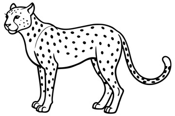 Minimalist Cheetah Vector Design in Line Art on White Background