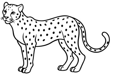 Minimalist Cheetah Vector Design in Line Art on White Background