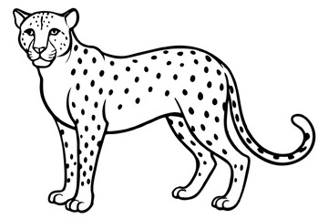 Minimalist Cheetah Vector Design in Line Art on White Background