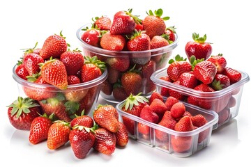 Fresh and ripe strawberries in a basket and box ready to enjoy