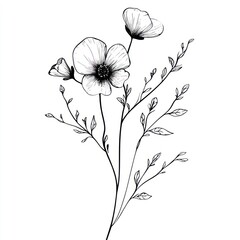 Naklejka premium Flower art illustration minimalist.