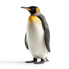 Fototapeta premium A regal penguin standing tall against a bright isolated on white background