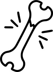 Broken bone x-ray in outline icon style, Health and medical theme.