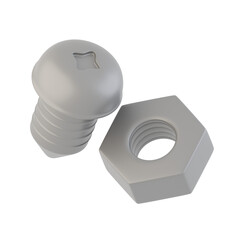 Nut Bolts 3D Icon, 3D Illustrations