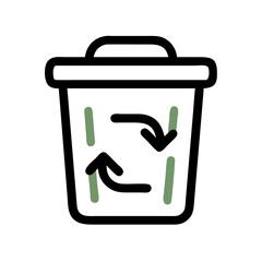 Recycle Bin Icon Outline Coloring Book Page Line Art Drawing Set White Background

