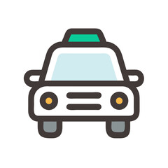 Obraz premium Taxi Icon Outline Coloring Book Page Line Art Drawing Set White Background