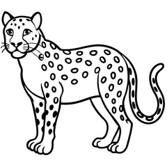 Minimalist Leopard Vector Design with Clean Line Art on a White Background
