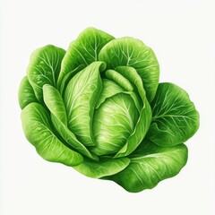 Fresh Green Lettuce Head with Crisp Leaves on a Neutral Background for Culinary Use and Healthy Eating Concepts