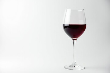 A single glass of red wine on pure white backdrop , drink, stemware