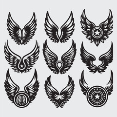 Wings icon set stock illustration