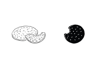 Hand Drawn Cookies Black And White Cookie Illustration Isolated On White Background