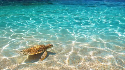 Fototapeta premium Sea turtle in shallow water