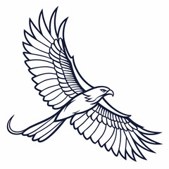 Obraz premium Line-art flying bird for tattoo or logo style