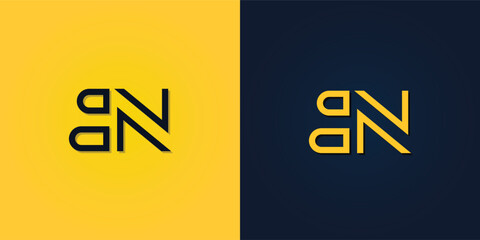 Minimalist Abstract Initial letter BN logo.