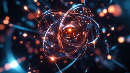 Atomic structure, glowing energy