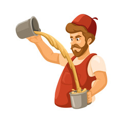 Man Making Teh Tarik Drink Character Mascot Illustration Vector