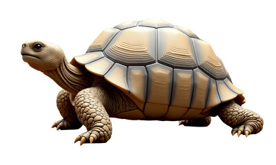 Turtle, Tortoise Illustration. Beige Shell. Transparent Background.