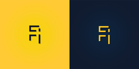 Minimalist Abstract Initial letter FI logo.