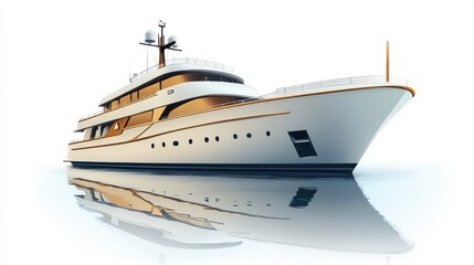 Fototapeta premium A sleek modern ship with elegant curves and serene reflections on calm waters, perfect for luxurious voyages