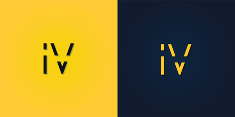 Minimalist Abstract Initial letter IV logo.