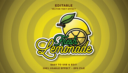 fresh lemonade vector text effect with modern style design usable for logo or company campaign