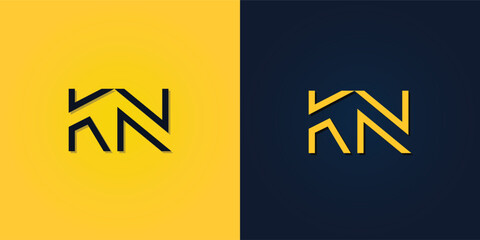 Minimalist Abstract Initial letter KN logo.