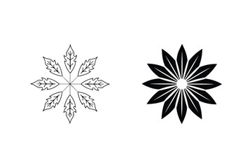 Floral Vector Mandala Design With Leaves And Geometric Petals Black And White
