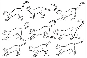 one line sketch of a cat stretching