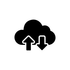 Black Icon of Cloud Download and Upload Arrows