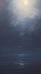 Acrylic paint of moonrise over the ocean outdoors horizon nature.