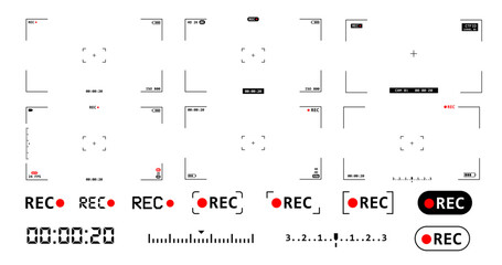 Recording sign icon, Camera viewfinder, Video camera screen, Screen photography frame vector illustration