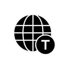 Black Language Translation Icon with Globe Filled Design