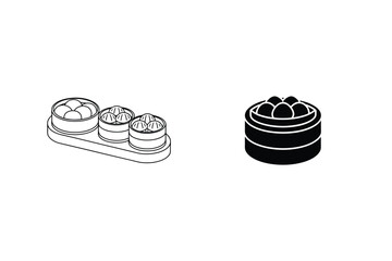 Delicious Dim Sum Steamed In Bamboo Baskets Asian Cuisine Food Vector Illustration