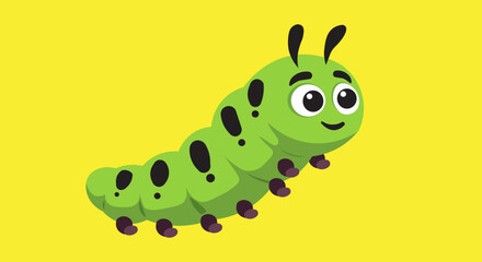 green caterpillar on a white background