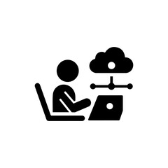Laptop Typing with Cloud and Network Icon