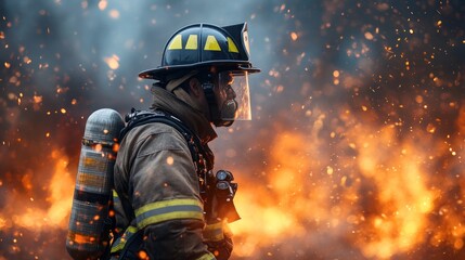 Fototapeta premium Firefighter in action