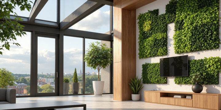 Mocha Musse living wall system integrated with smart sensors that monitor plant health and adjust lighting and watering schedules accordingly.