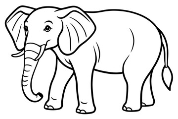 Minimalist Line Art Elephant Vector Design on White Background