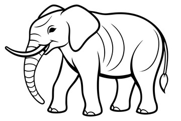 Minimalist Line Art Elephant Vector Design on White Background