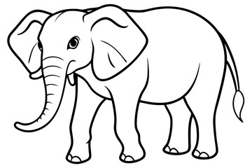 Minimalist Line Art Elephant Vector Design on White Background
